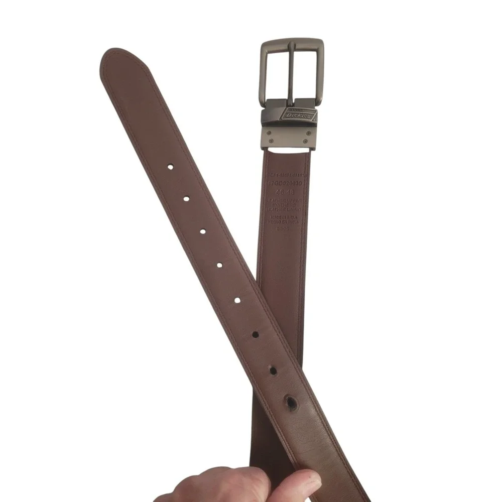 Dickies‎ Men Size 46-48 Reversible Leather Belt Black Brown Casual Genuine